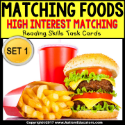 HIGH INTEREST Reading and Matching FAST FOOD | TASK BOX FILLER ACTIVITIES for Special Education